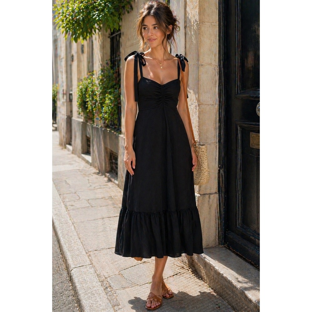 Reformation‎ Black Midi Dress Women Size XS